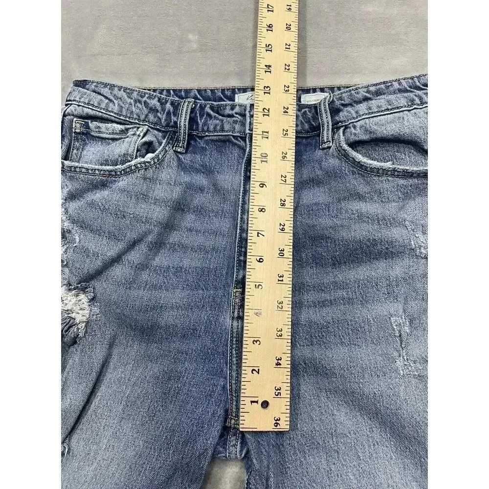 KanCan Jeans Womens 31 Blue 90s Straight Leg Distressed Medium Wash Denim Pocket - Picture 4 of 9